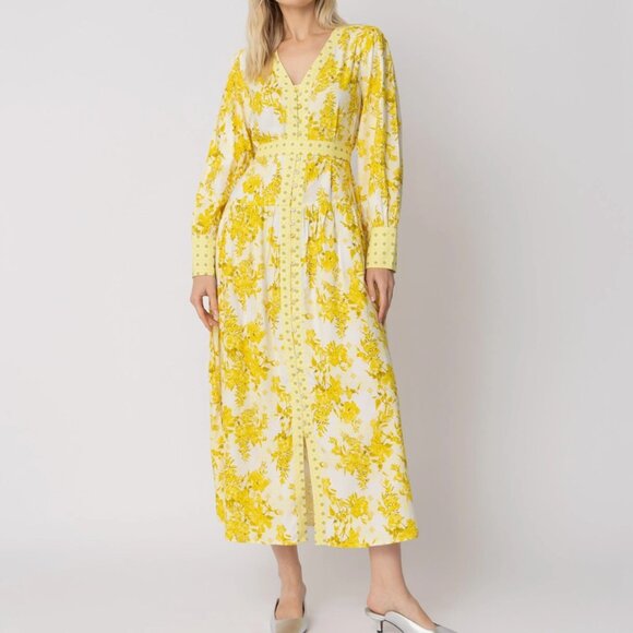 Nordstrom Raishma Yellow Floral Dress UK 8/US SMALL - Picture 1 of 5